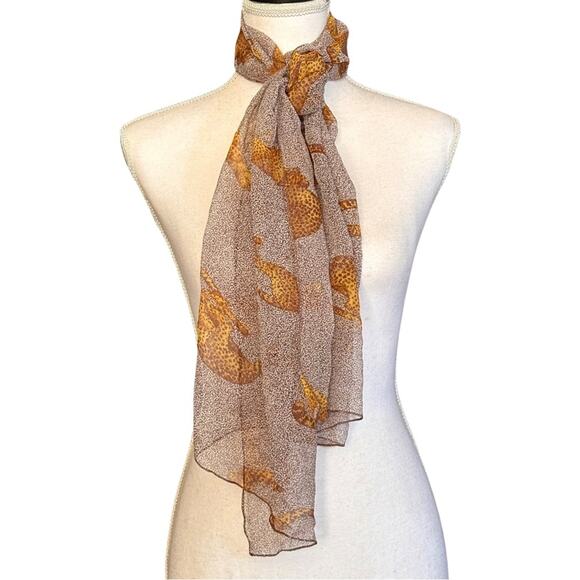 Vintage 70’s Sheer Cheetah Print Scarf - Picture 2 of 4